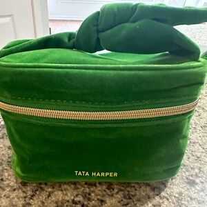 Taya Harper green velvet cosmetic case
